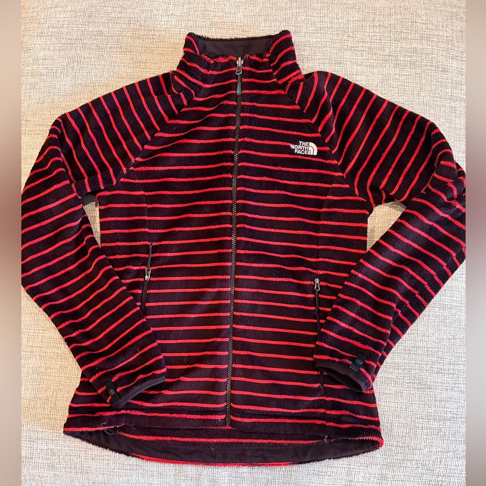 Red and maroon fuzzy northface